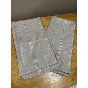 Vtg Pier 1 Gray Silver Tree Curtain Panels 44x84" Set Of 2 Forest Sparkle